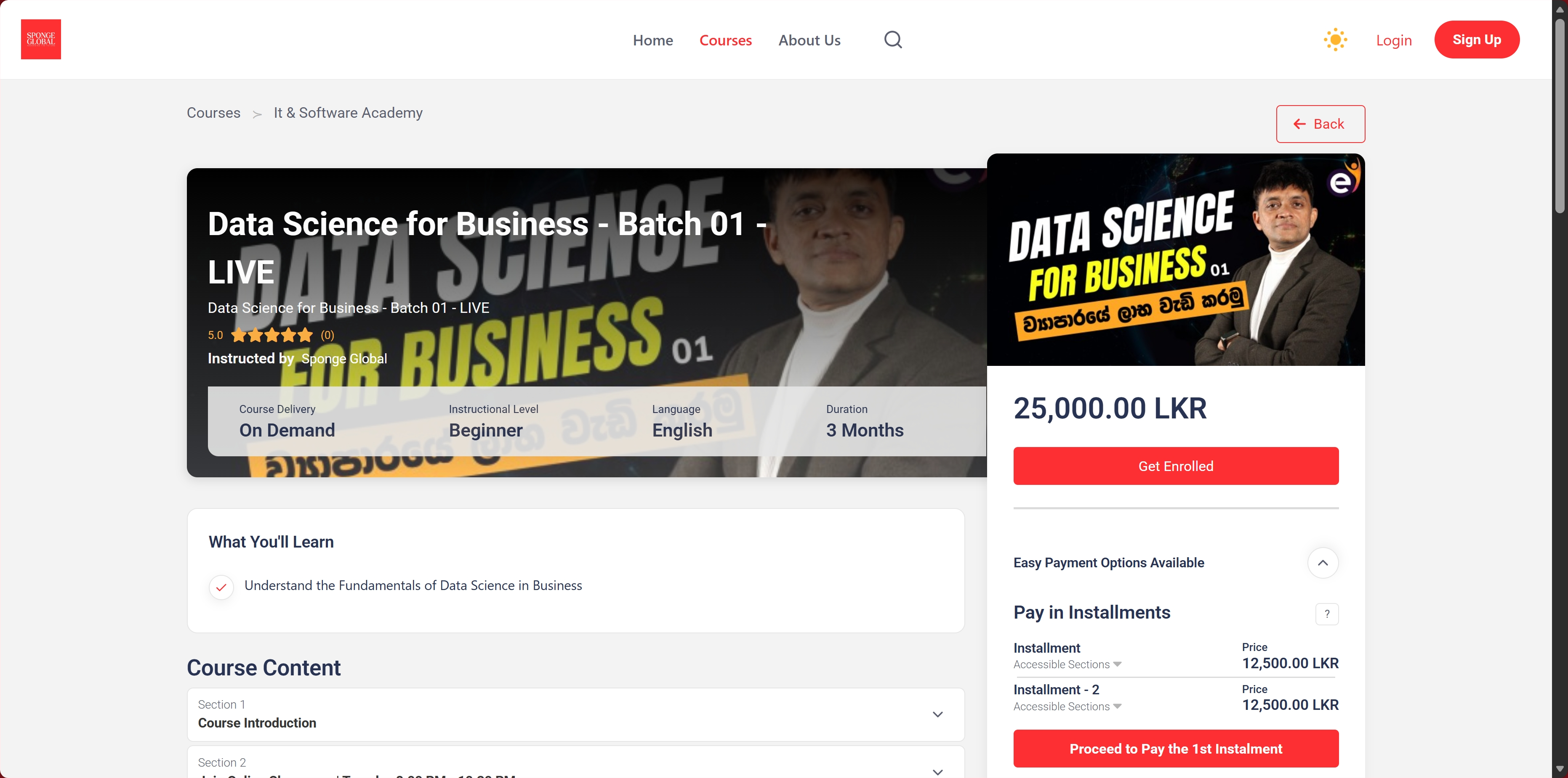 Sponge Global LMS — real-time learner progress tracking